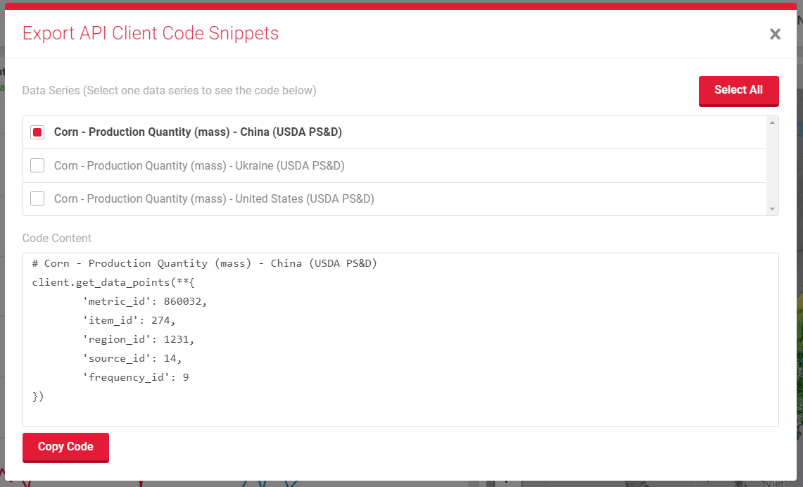Code snippet copy code